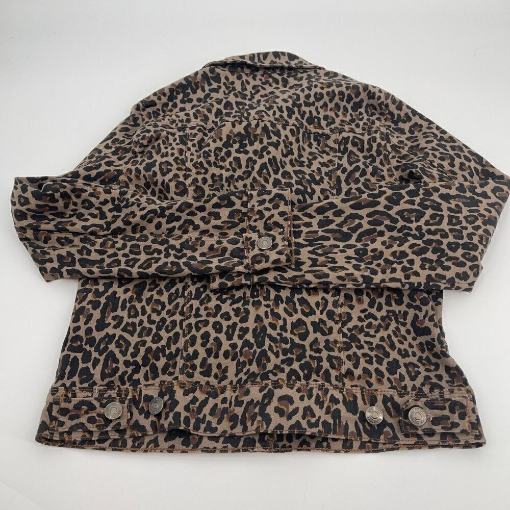 Nine West Jacket Small Womens Brown Animal Print Button Up Casual Long Sleeves - Picture 3 of 12
